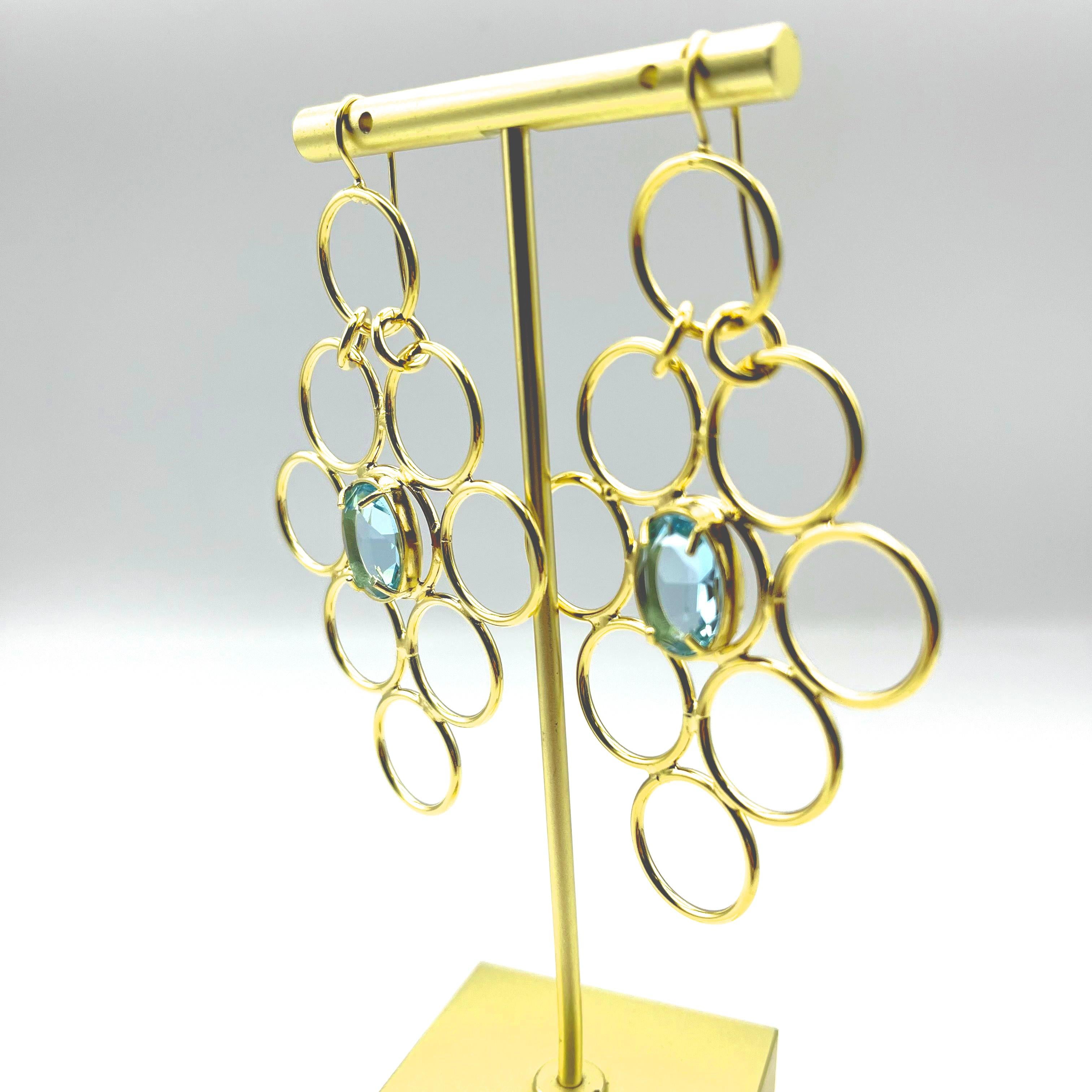 Women's Patrizia Daliana Earrings in 24 KT gilded bronze with 1 briolette crystal For Sale