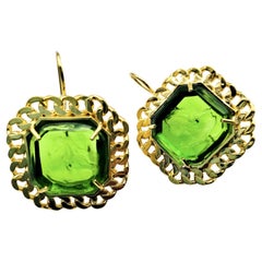 Patrizia Daliana earrings in 24 KT gilded bronze with hand-cut Murano glass