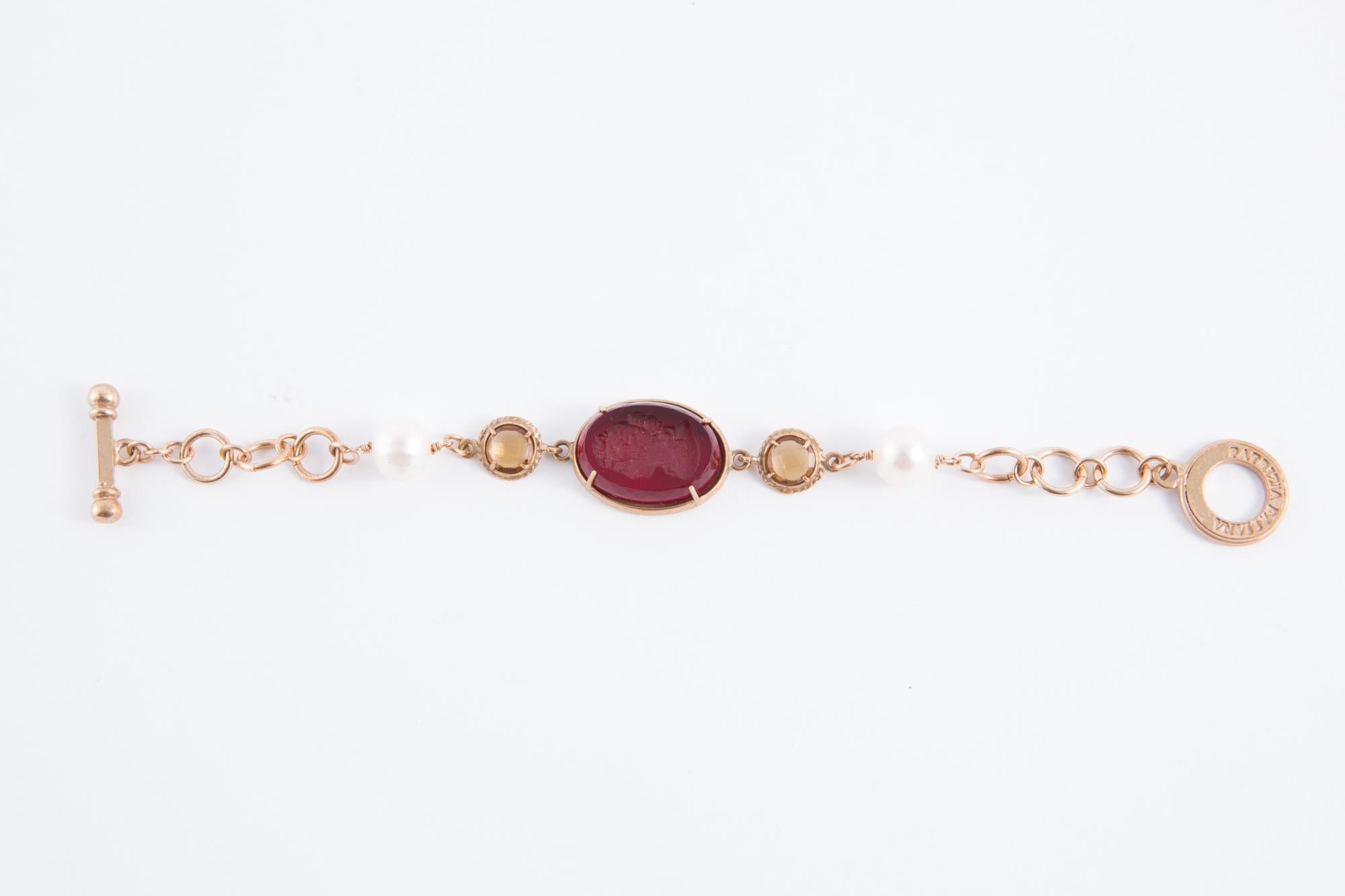 Patrizia Daliana Murano Glass Cameo Chain bracelet In Excellent Condition In Paris, FR