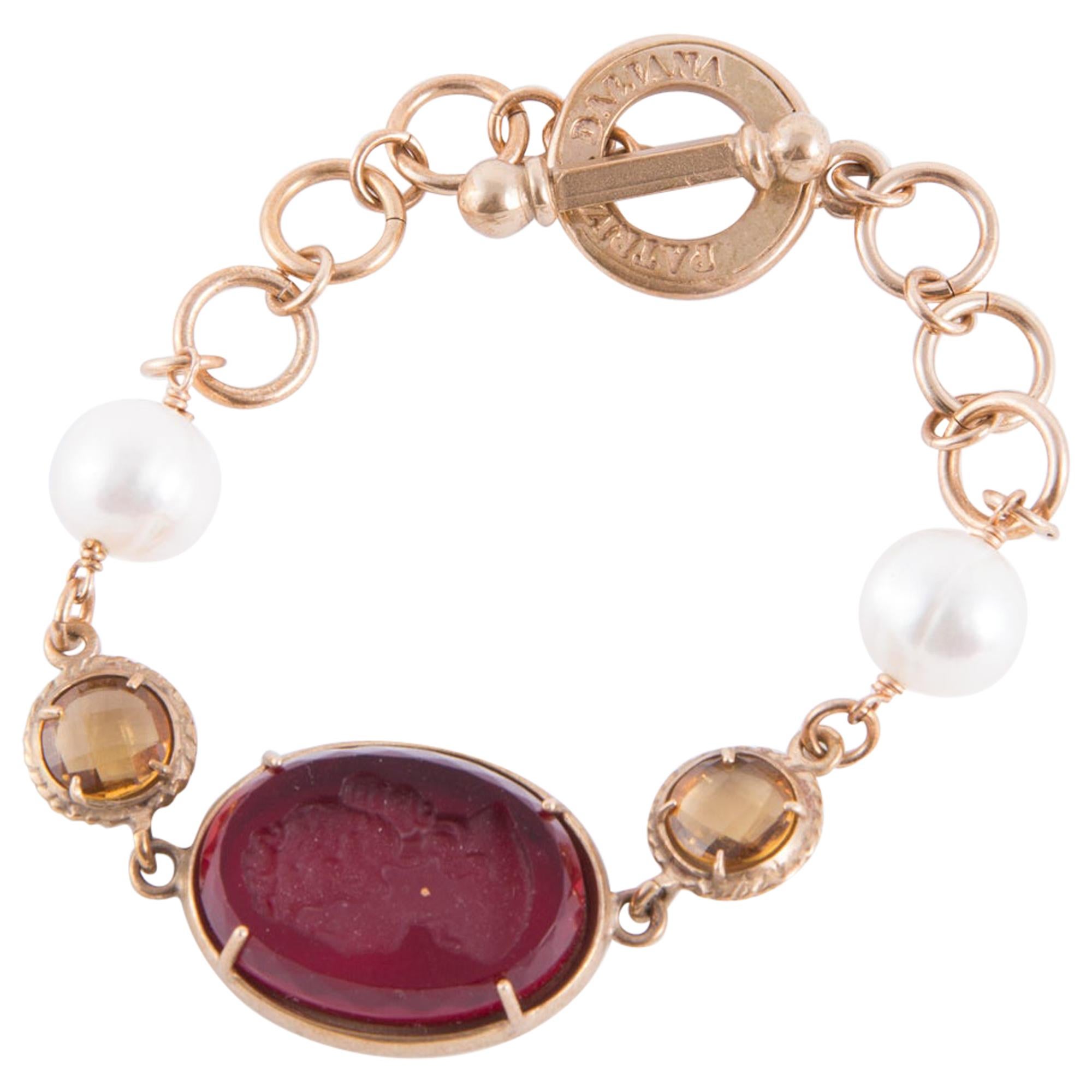 Patrizia Daliana Murano Glass Cameo Chain bracelet