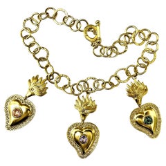 Patrizia Daliana necklace with charms representing sacred hearts whit zircons