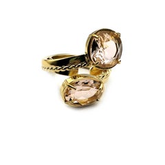Patrizia Daliana ring in 24 kt gold plated bronze with faceted crystals