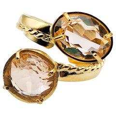 Patrizia Daliana ring in 24 kt gold plated bronze with faceted crystals