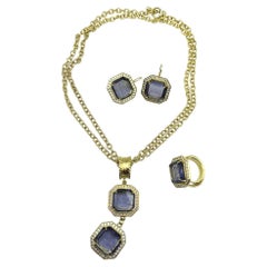 Patrizia Daliana Set in gilded bronze with zircons and Murano glass
