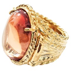 Patrizia Dalina ring in 24 KT gold plated bronze with CUBIC Zirconia cabochon