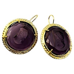 Patrizia Dalinana amethyst Earrings in 24 KT gilded bronze with Murano glass