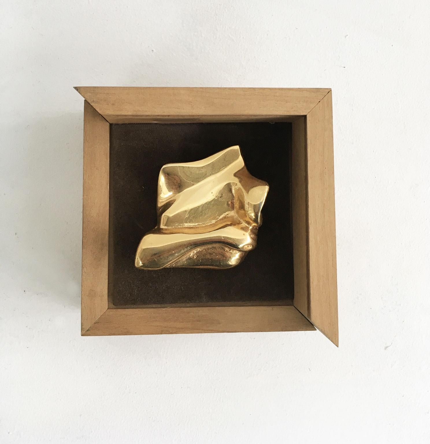 This is an engaging bronze sculpture create by the Italian artist Patrizia Guerresi, in the 1986. The piece is a multiple of 5000 specimen on a green painted wooden base. The title of this artwork is 
