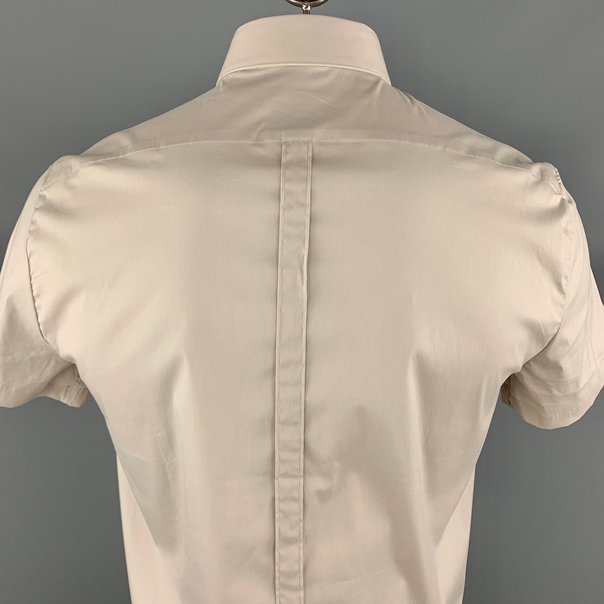 PATRIZIA PEPE Size L Ivory Cotton Blend Button Up Short Sleeve Shirt In Excellent Condition In San Francisco, CA