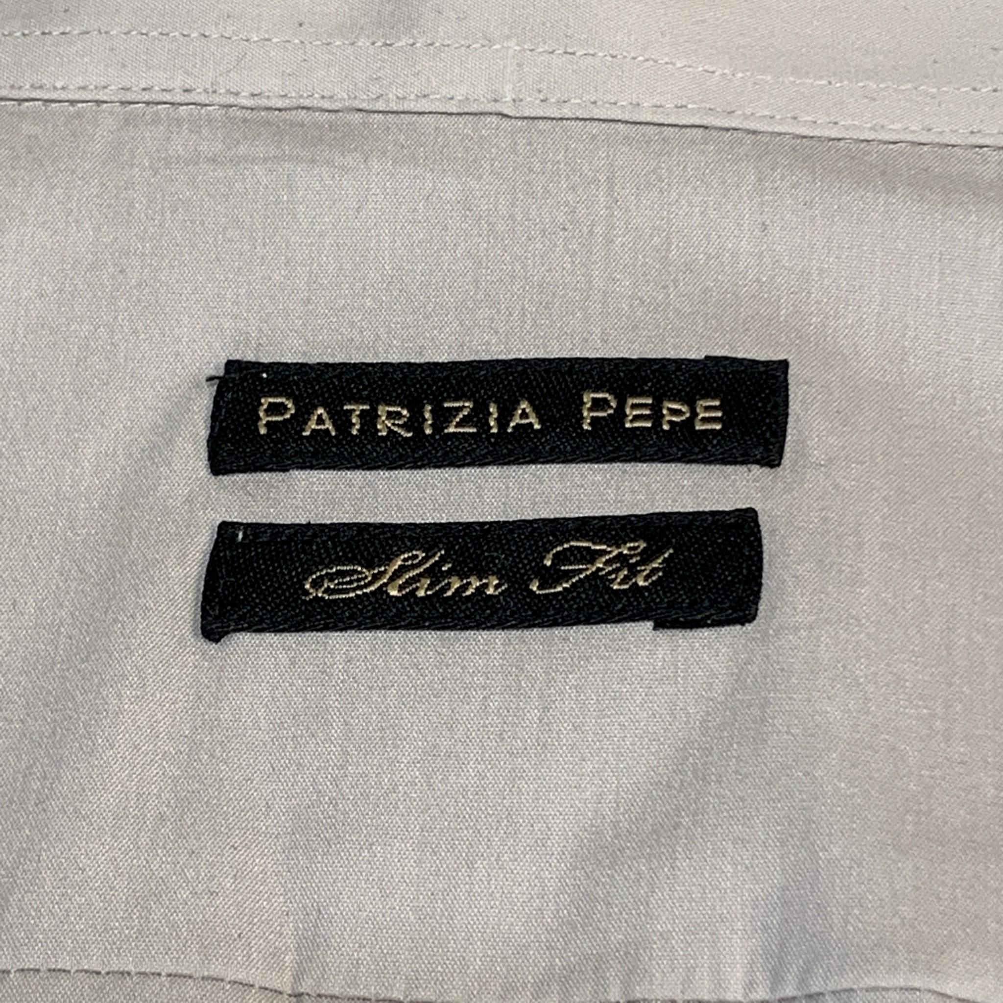 PATRIZIA PEPE Size L Ivory Cotton Blend Button Up Short Sleeve Shirt 1