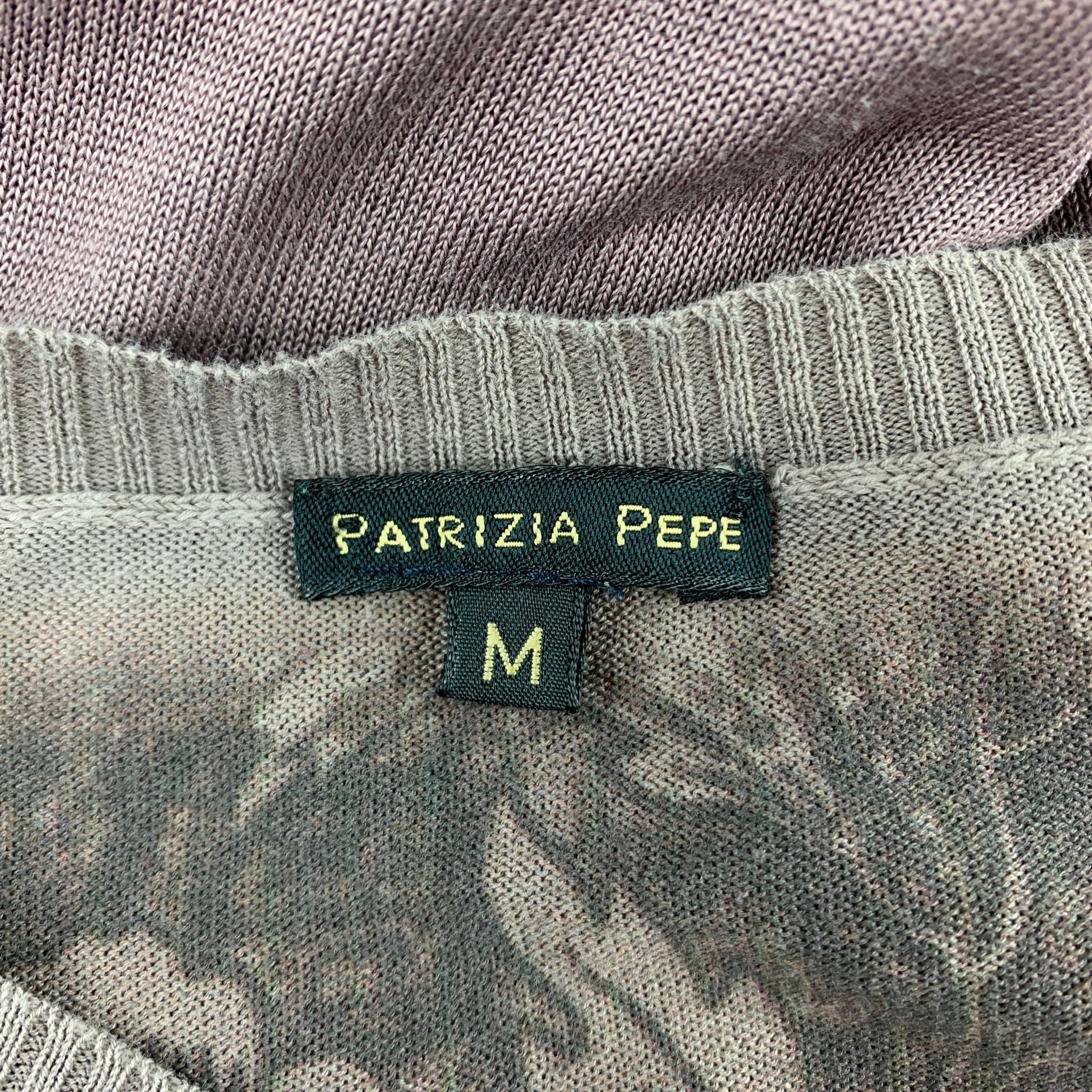 PATRIZIA PEPE Size M Taupe & Brown Ombre Cotton / Silk V-Neck Pullover 1