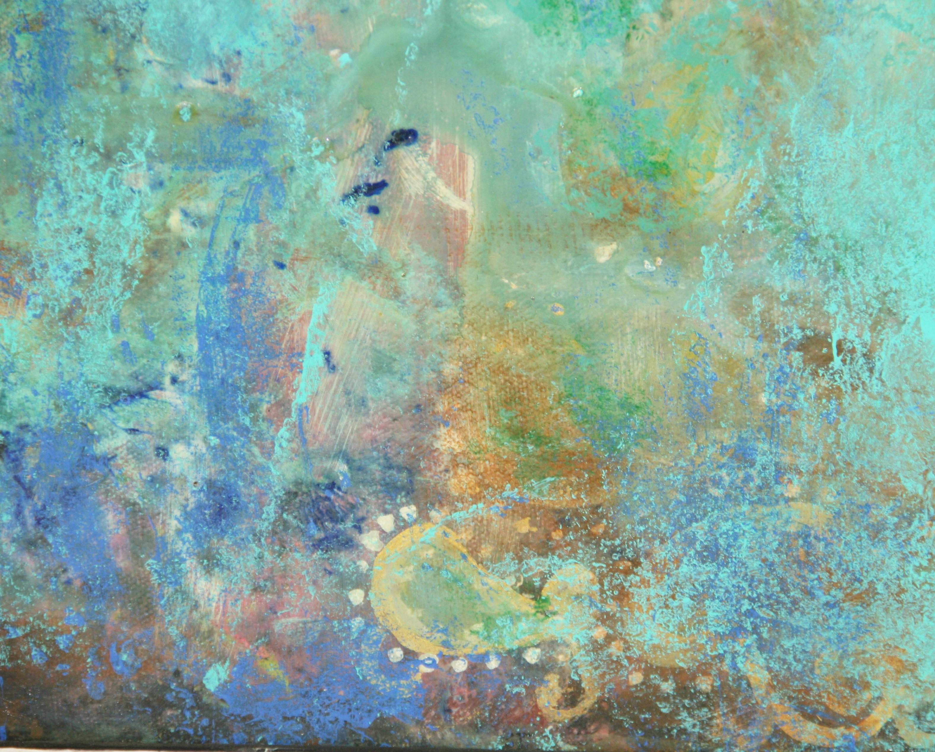 Aqua und Blau Expressionist im Angebot 4