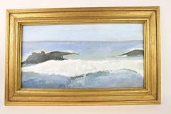 California Coastal Seascape Painting, Acrylic on Canvas, Framed