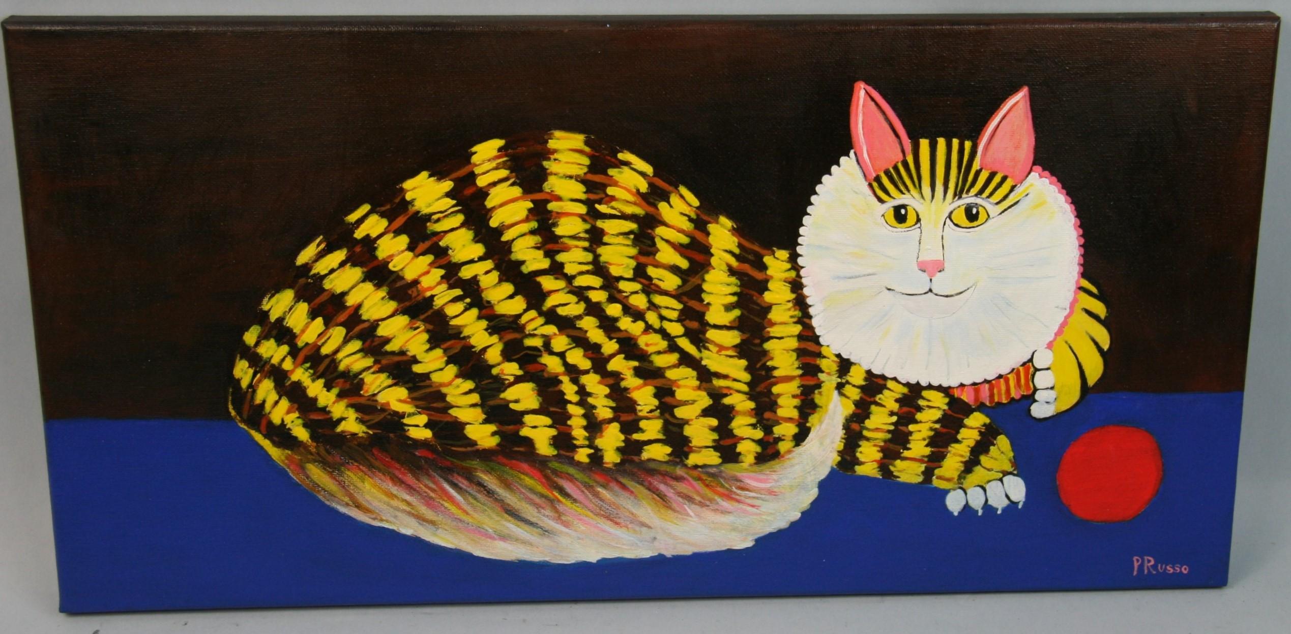 Patrizia Russo Animal Painting - Contemporary Cheshire Cat Animal Acrylic Painting 2018
