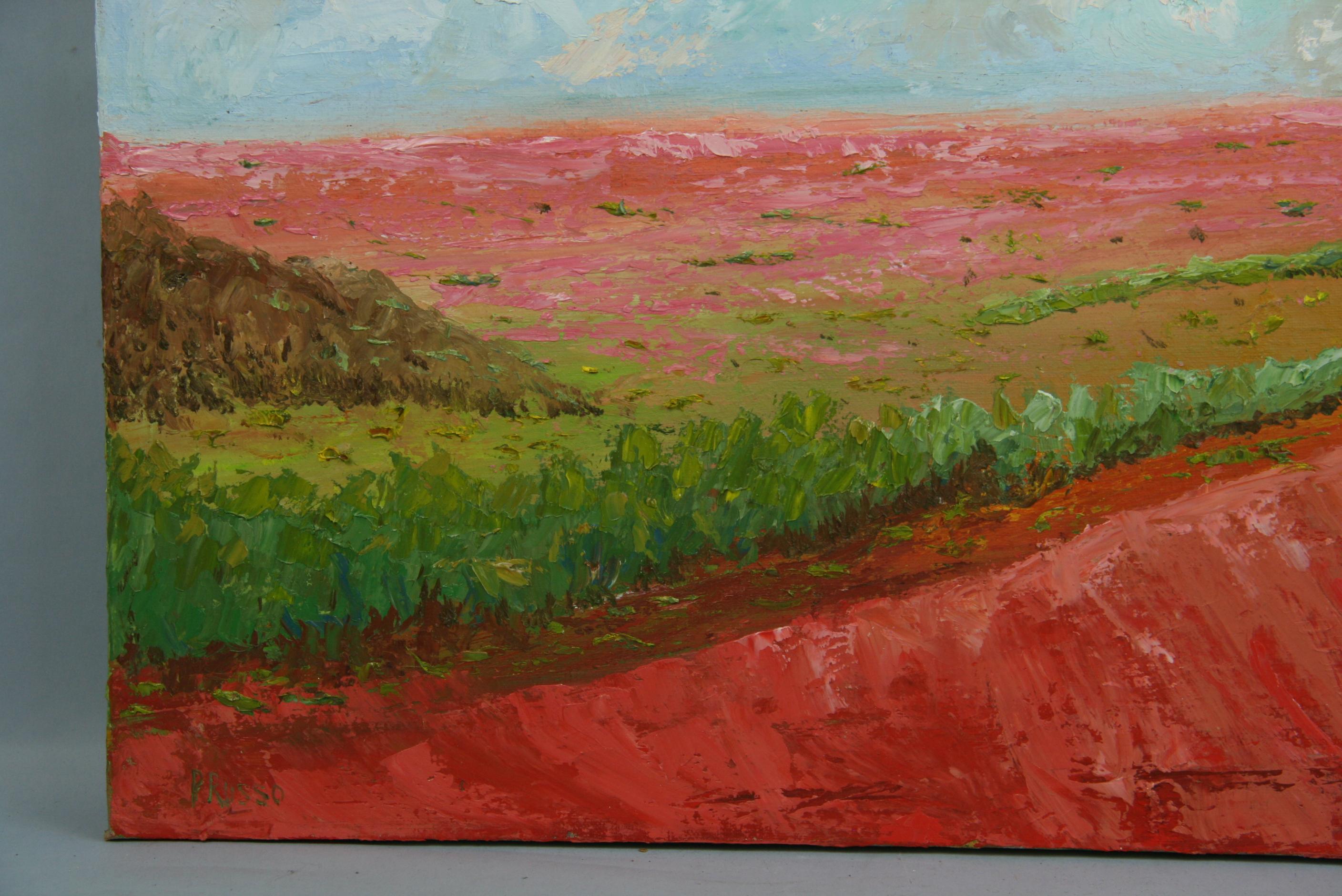 Impressionist French Sunset Landscape - Brown Landscape Painting by Patrizia Russo