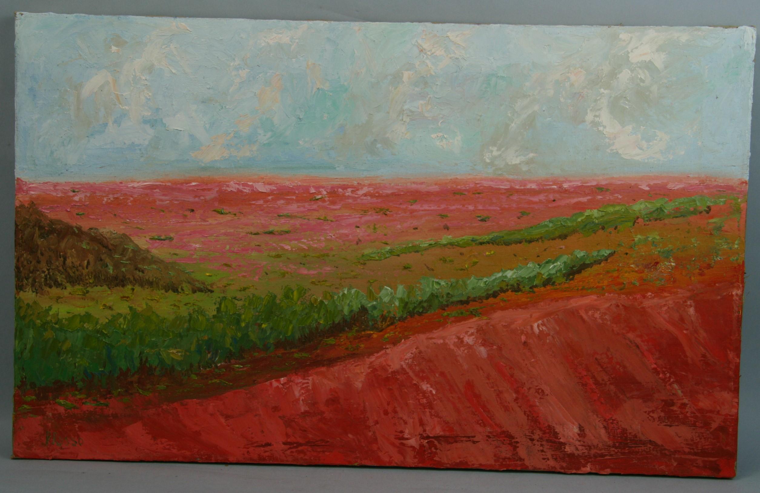 Landscape Painting Patrizia Russo - Paysage impressionniste français au coucher du soleil