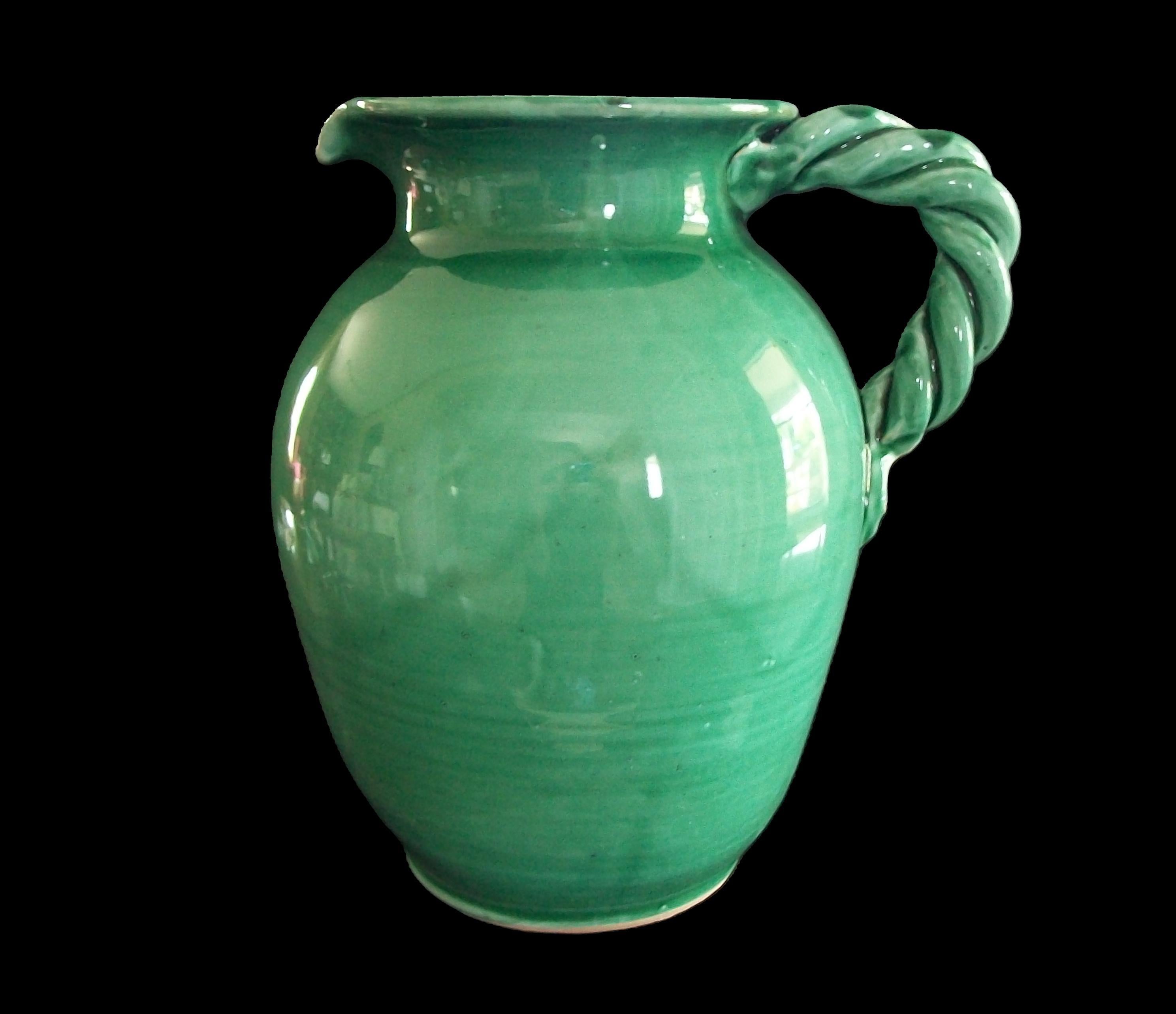 PATRONELLI ORONZO - Jarro de Terracota Esmaltada Verde - Italia - Finales Siglo XX siglo XX en venta