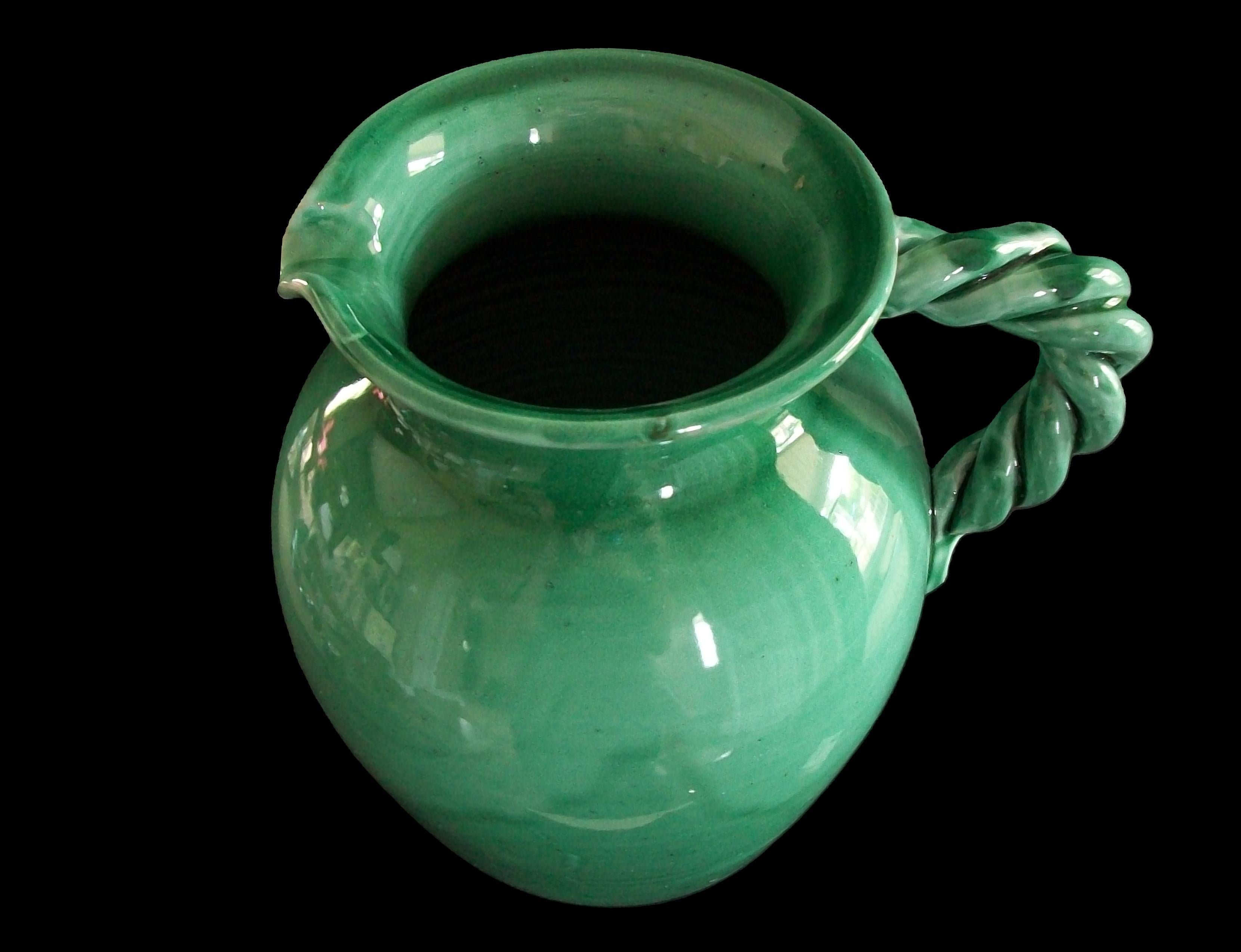 PATRONELLI ORONZO - Jarro de Terracota Esmaltada Verde - Italia - Finales Siglo XX en venta 1