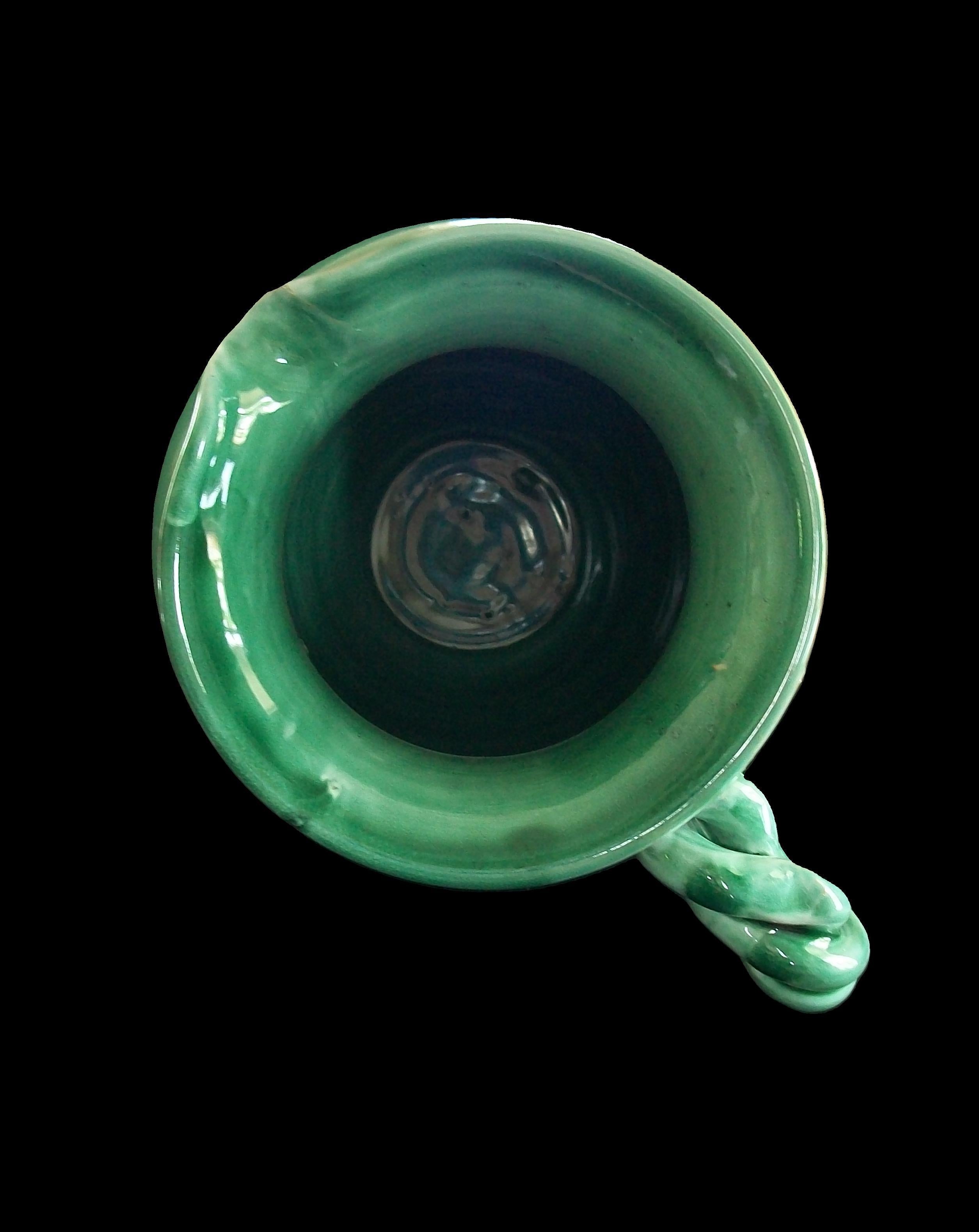 PATRONELLI ORONZO - Jarro de Terracota Esmaltada Verde - Italia - Finales Siglo XX en venta 3