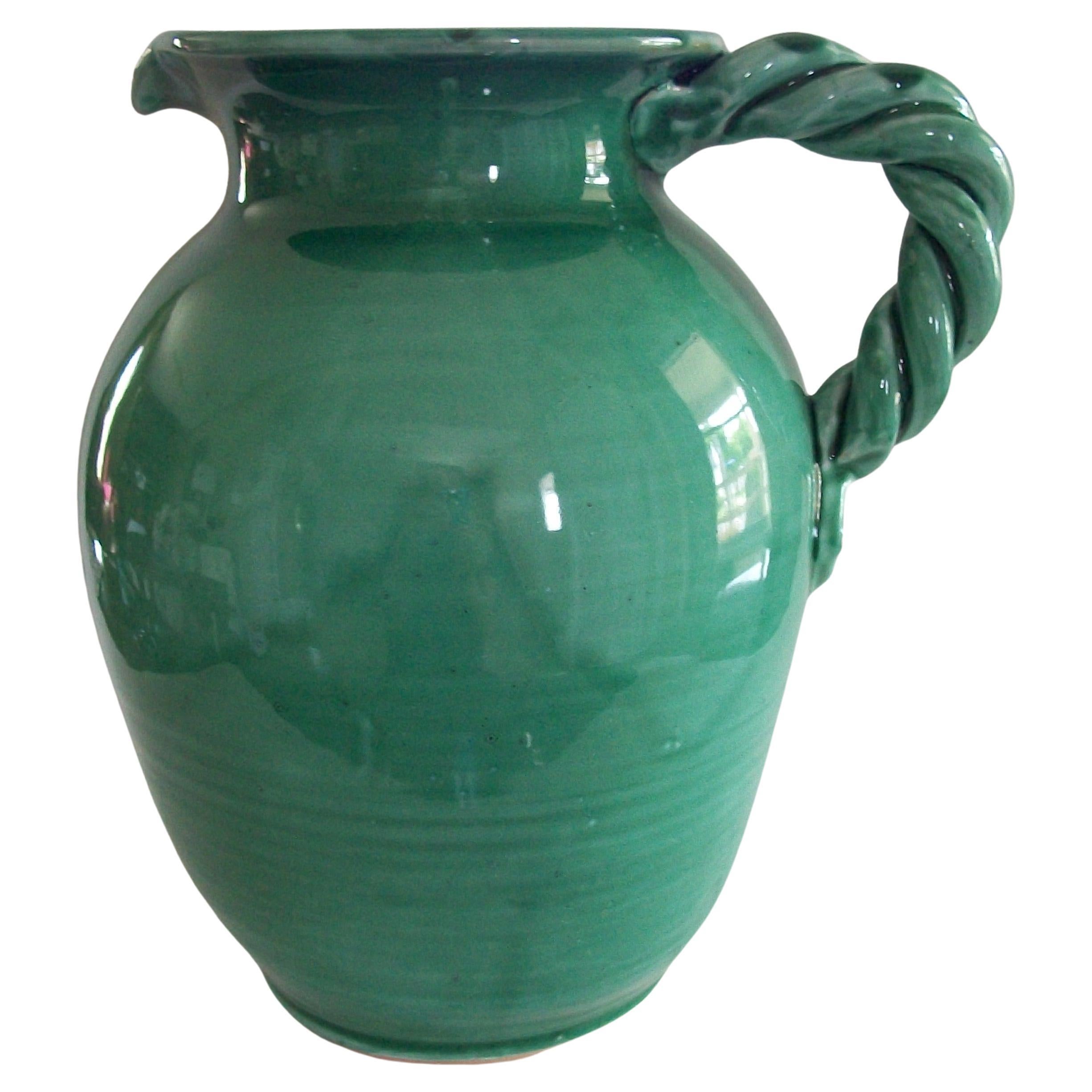 PATRONELLI ORONZO - Jarro de Terracota Esmaltada Verde - Italia - Finales Siglo XX en venta