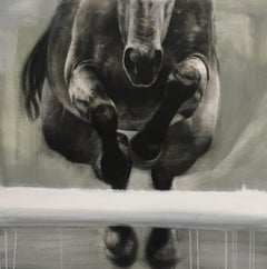 Head On - Contemporary, Equestrian, Abstract, Jumping