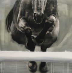 Head On - Contemporary, Equestrian, Abstract, Jumping