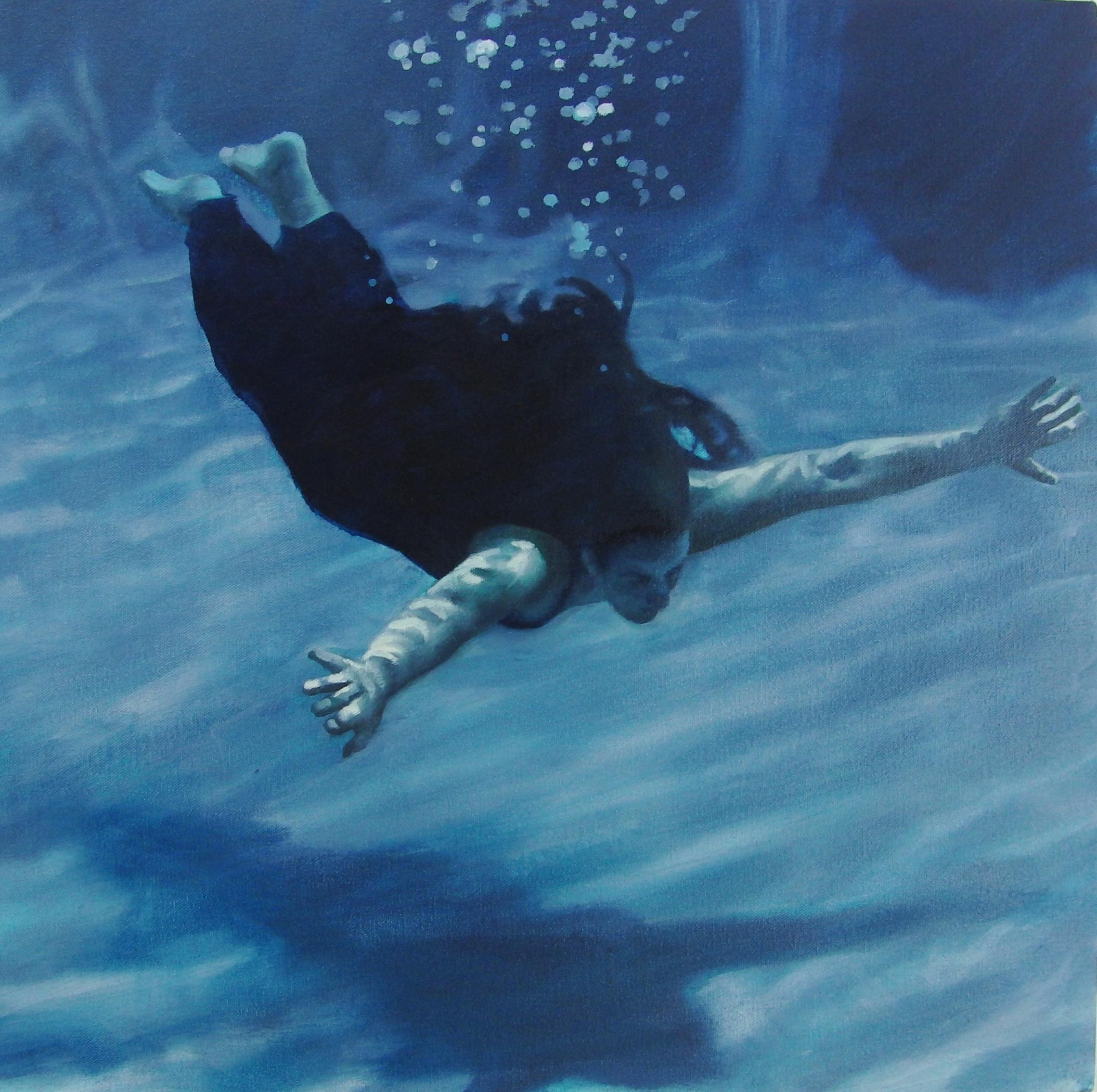 Patsy McArthur - Weightless Blue, Underwater Swimming Painting ...