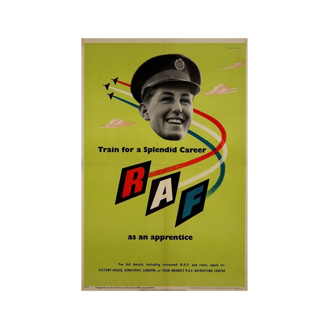 Affiche originale de 1951 « Train for a Splendid Career » dans la Royal Air Force (RAF) en vente 1