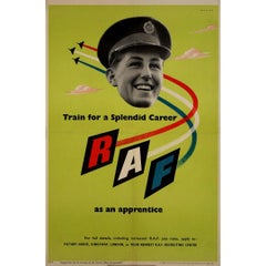 Vintage 1951 original poster "Train for a Splendid Career" in the Royal Air Force (RAF)