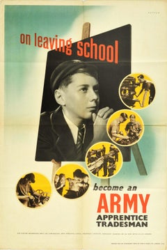 Original Vintage Poster Become An Army Apprentice Tradesman Military Recruitment