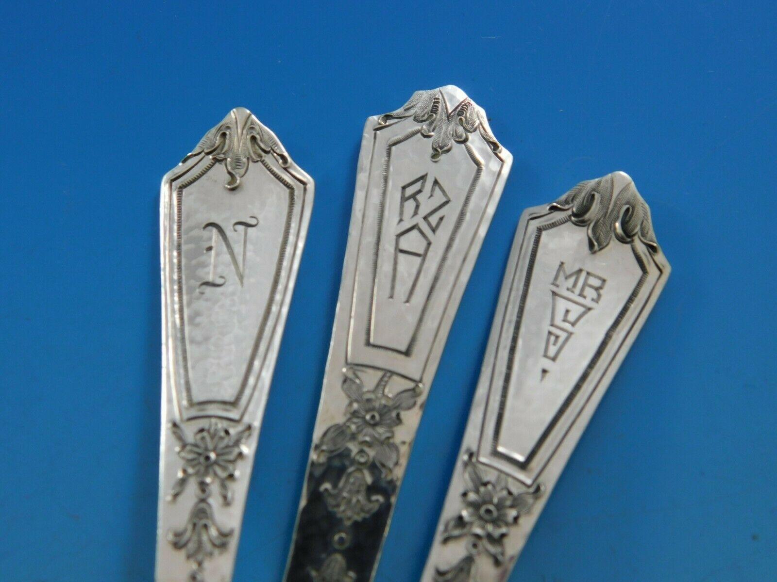 20th Century Pattern A by Gorham Sterling Silver Hammered Fish Set Knives Forks 24 Pieces