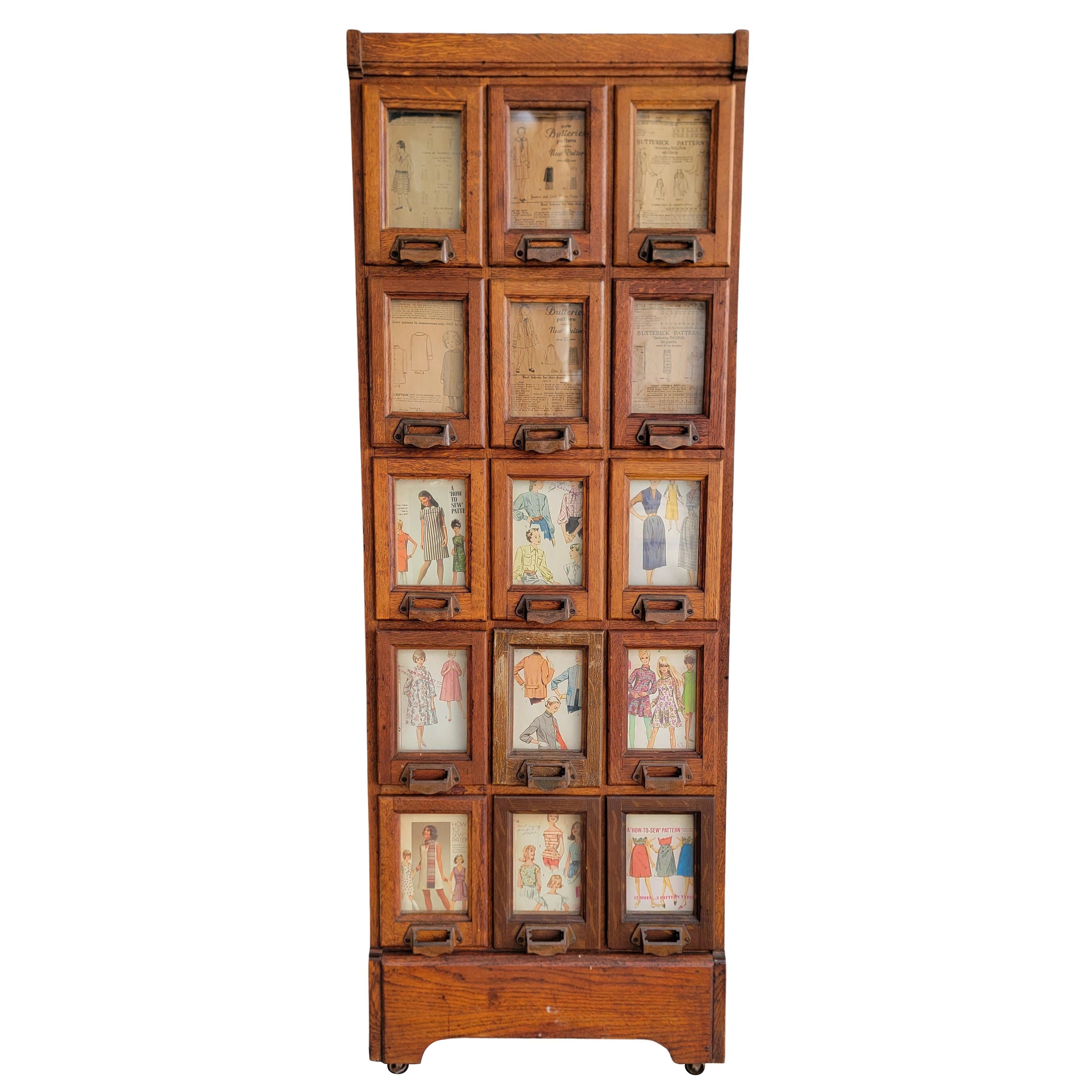 Apparel Pattern File Cabinet Early 20th Century American Tiger Oak
