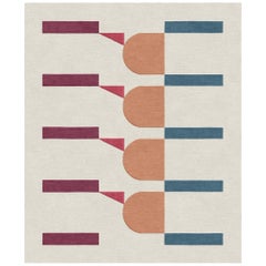 Pattern Contemporary Unusual beige Wool Silk Rug - Googie