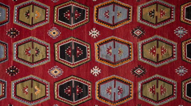20th Century Pattern Motif Kilim, Anatolia, 1950 For Sale