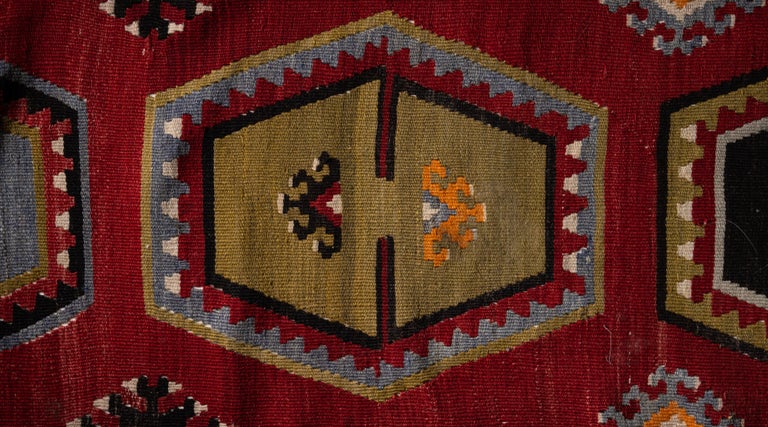 Pattern Motif Kilim, Anatolia, 1950 For Sale 1