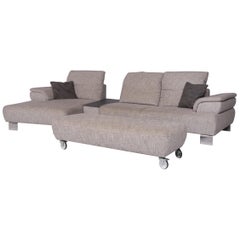 Pattern Ring Fabric Sofa Set Gray Corner Sofa Stool