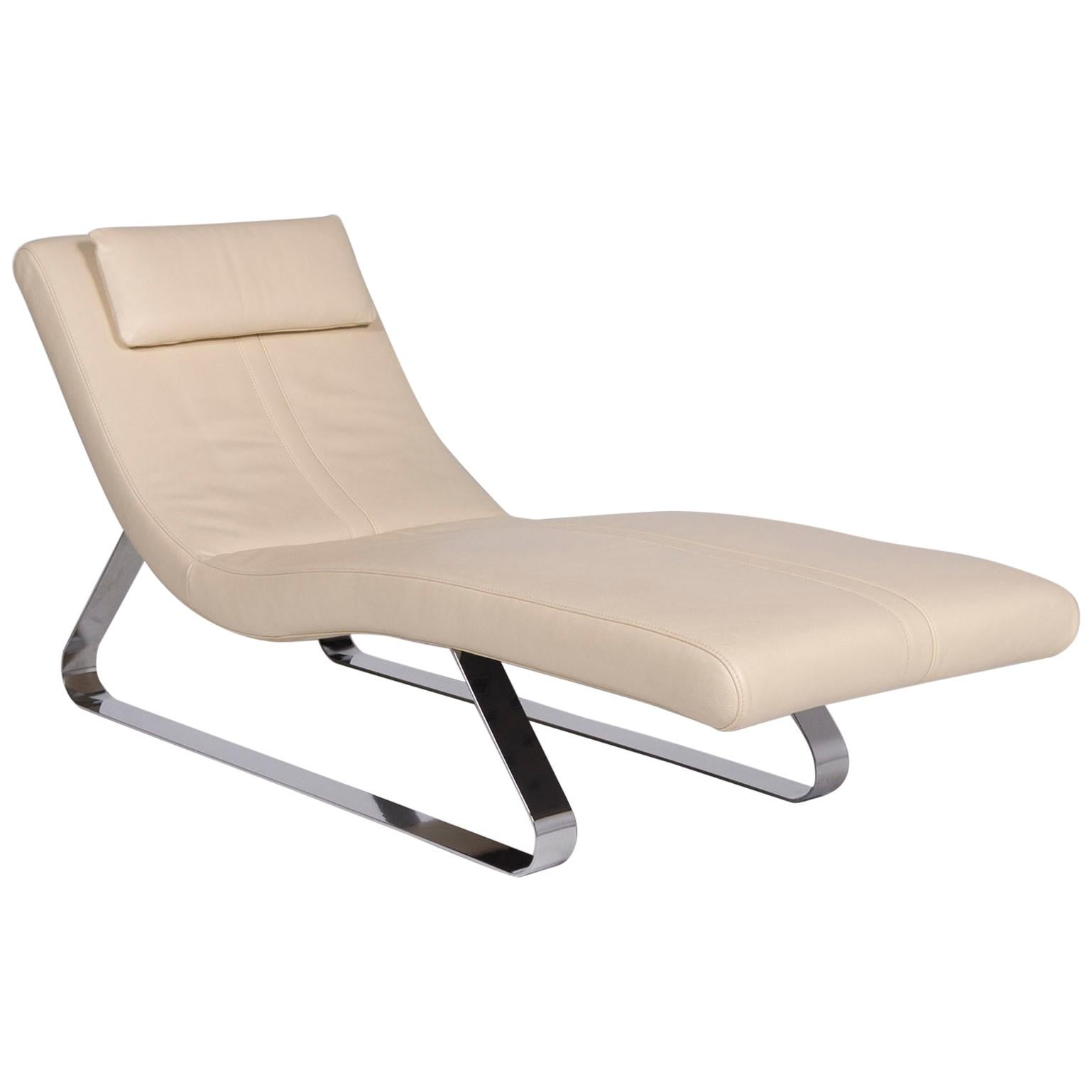 Pattern Ring Leather Lounger Cream Relax Lounger For Sale