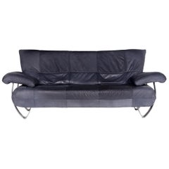 Pattern Ring Leather Sofa Blue Two-Seat Couch