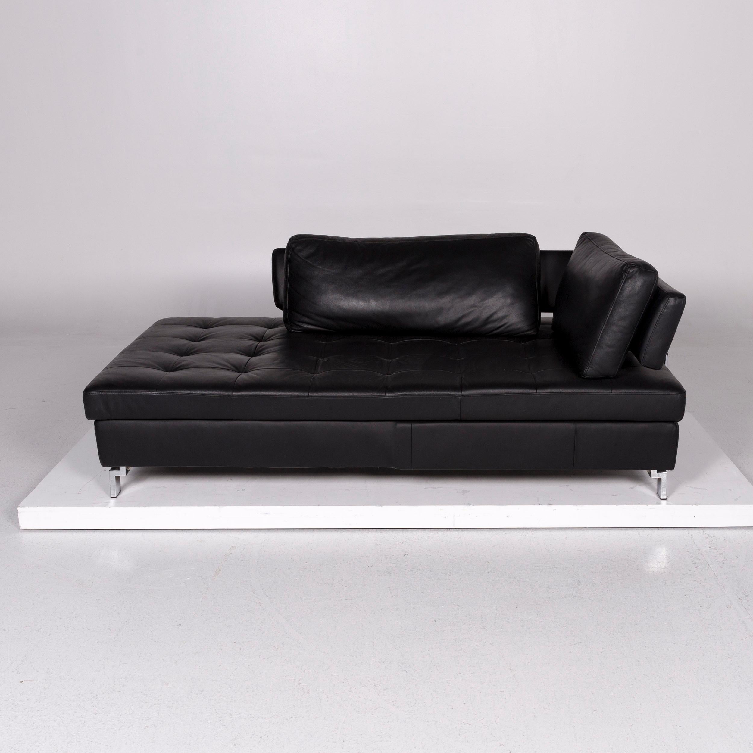 Pattern Ring Leather Sofa Set Black 1 Three-Seat 1 Stool For Sale 3