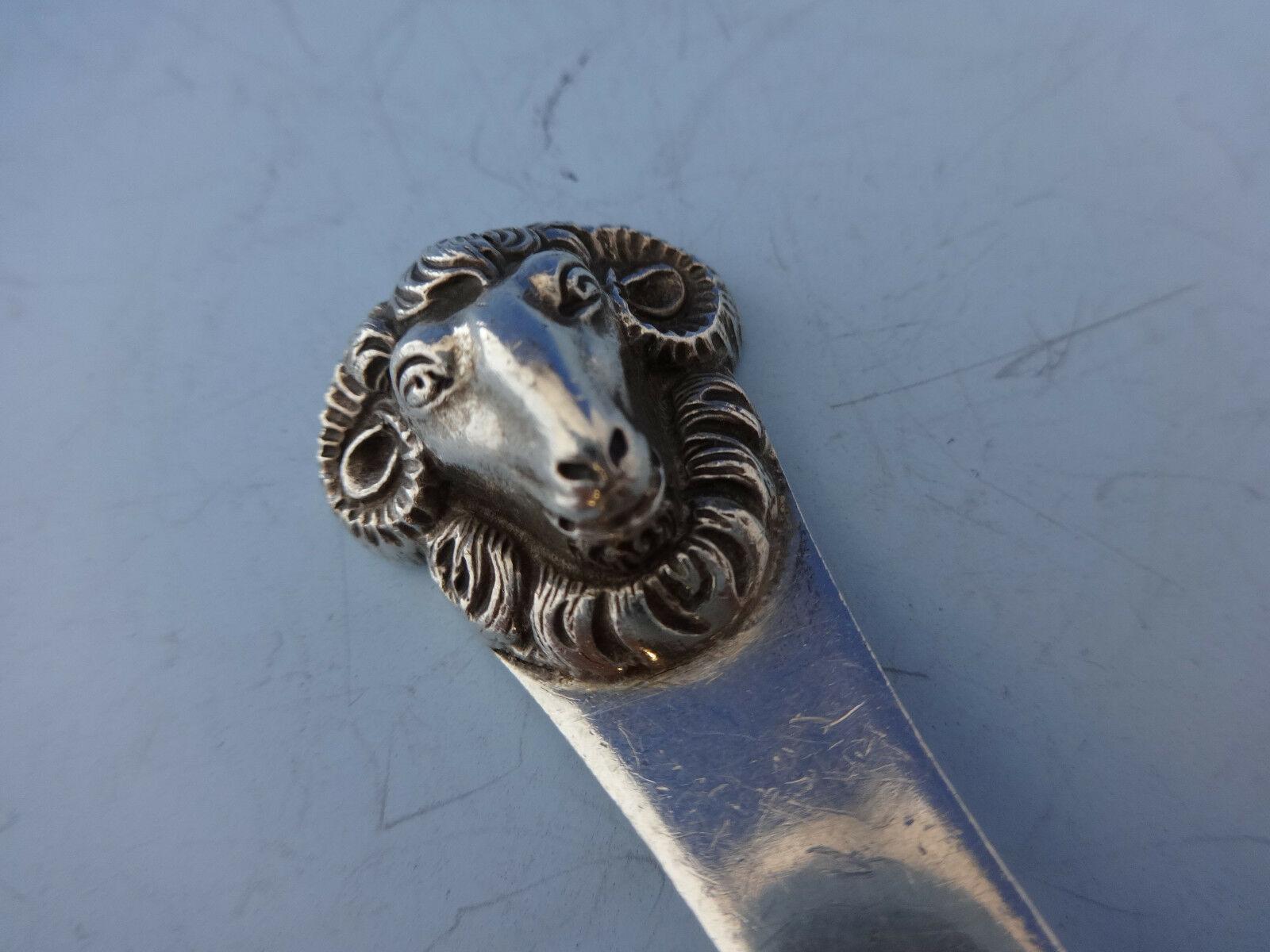 20th Century Pattern Unknown by Shreve Sterling Silver Berry Spoon with Rams Head Figural