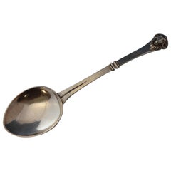 Pattern Unknown by Shreve Sterling Silver Berry Spoon with Rams Head Figural