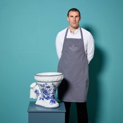 Patterned Antique Victorian Excelsior Toilet with S-Trap