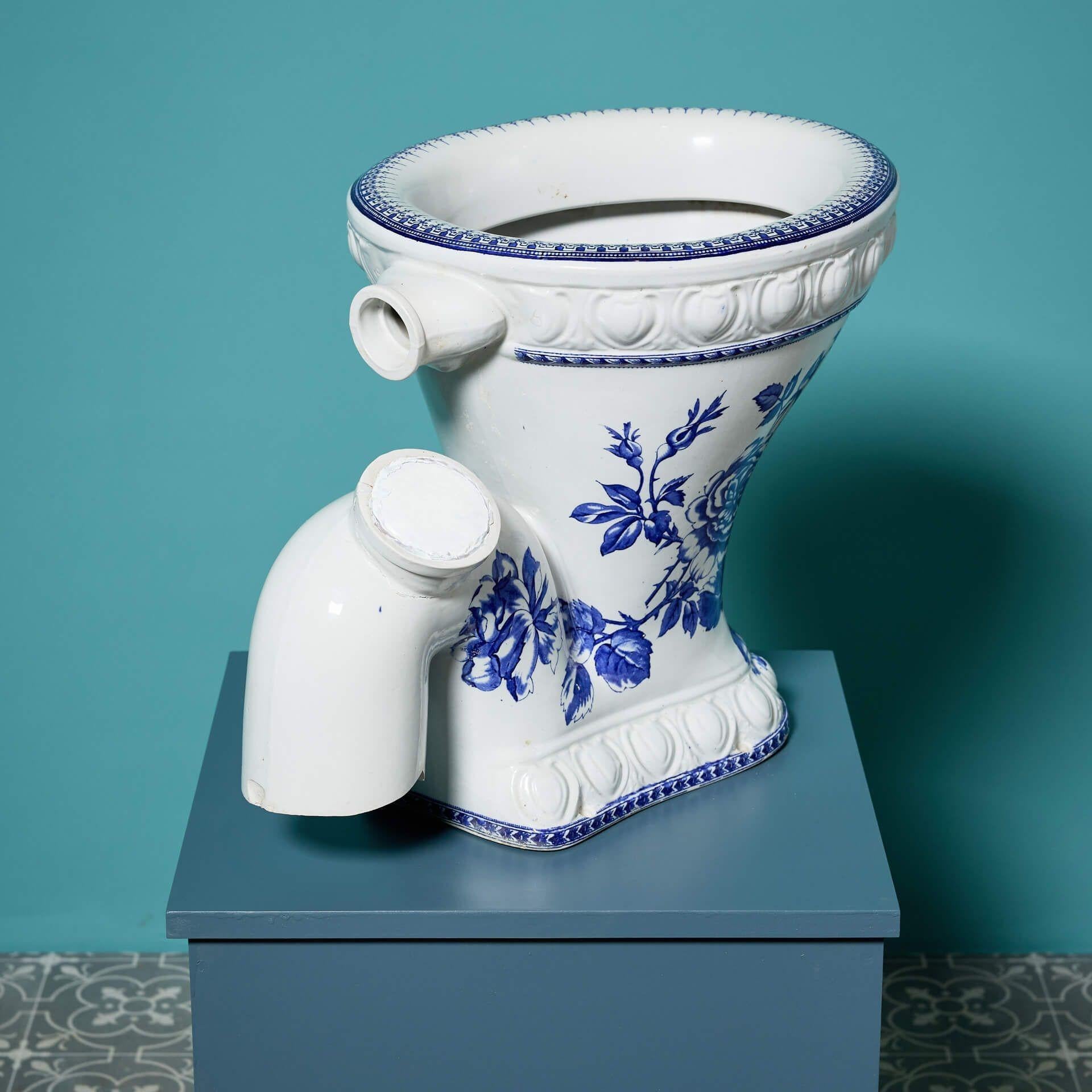 19th Century Patterned Antique Victorian Excelsior Toilet with S-Trap For Sale