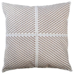 Patterned Cowhide Cushions Winter White and Leather Zip Tassels