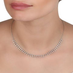 gemusterte Diamant-Halskette aus 18 Karat Weißgold