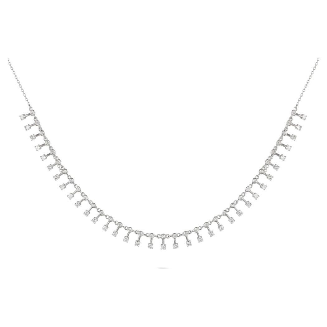 Patterned Diamond Necklace in 18K White Gold For Sale