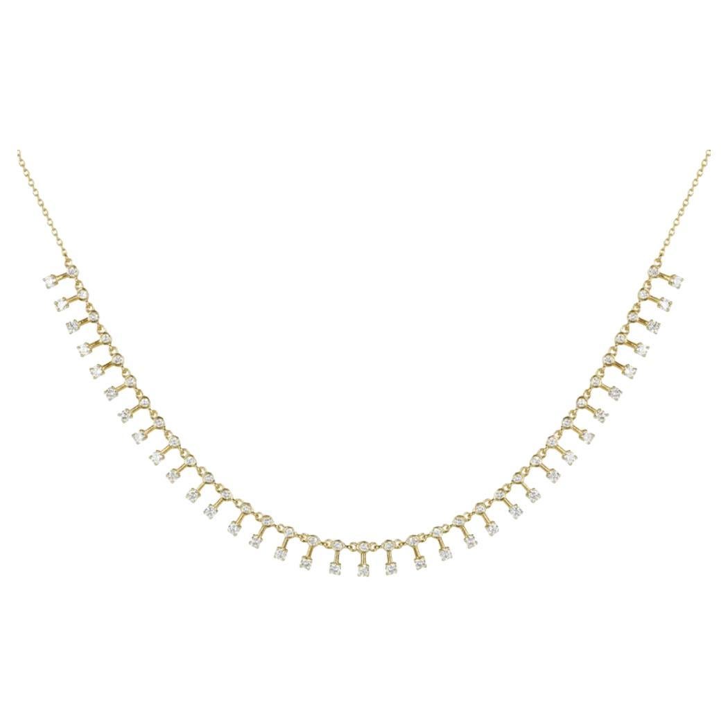 Patterned Diamond Necklace in 18K Yellow Gold For Sale