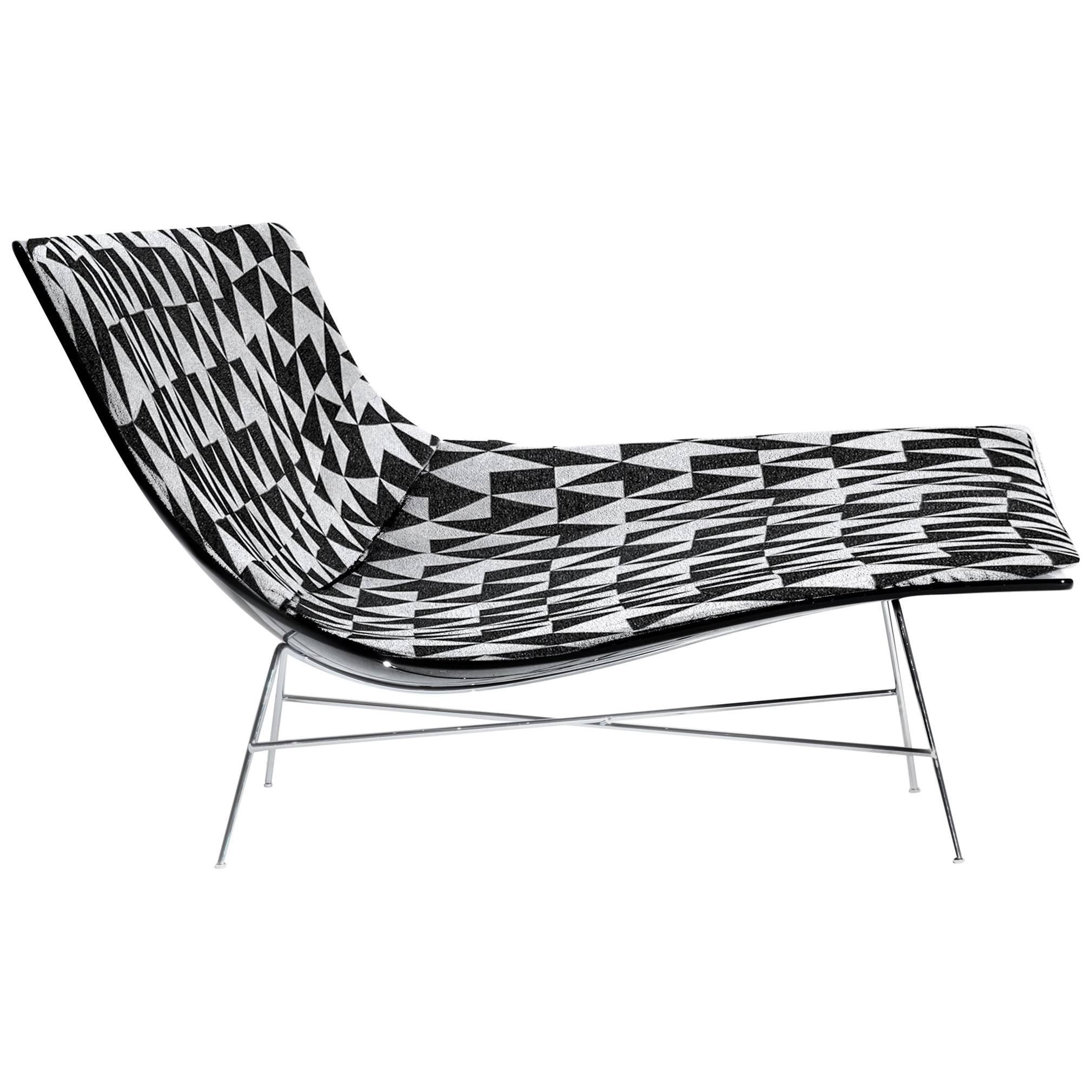 Patterned Full Moon Chair with Black Lacquered Shell, Ludovica & Roberto Palomba For Sale