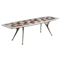 Patterned Marble And Brass Coffee Table, Italy circa 1970