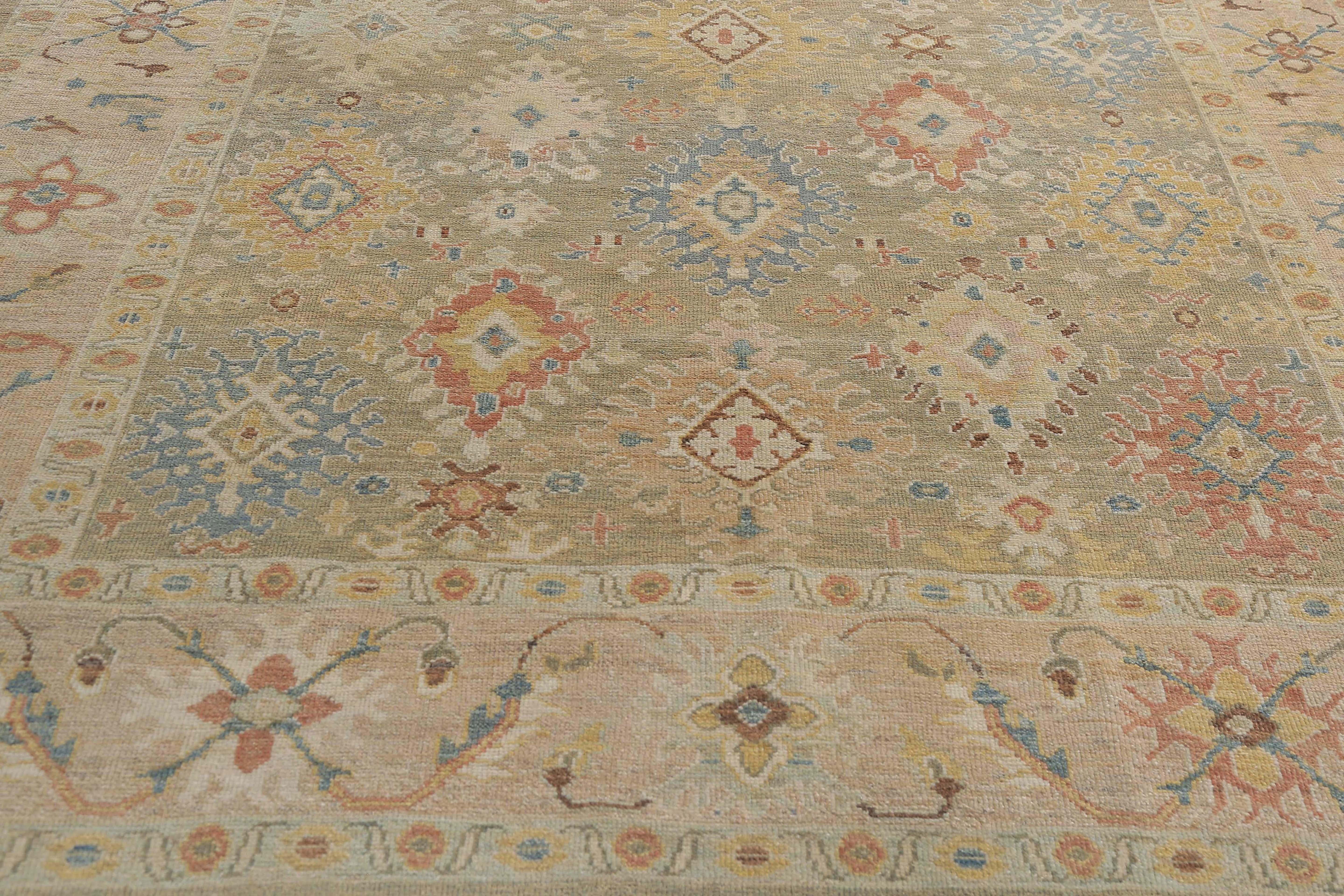 Patterned Neutral Sultanabad Rug For Sale 2