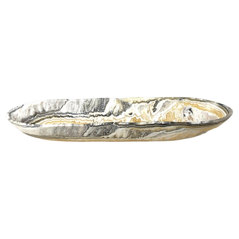 Patterned Oblong Onyx Bowl at 1stDibs